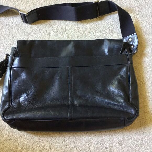 Vintage COACH Black Leather Big Flap Crossbody Messenger Bag Briefcase - Picture 9 of 12